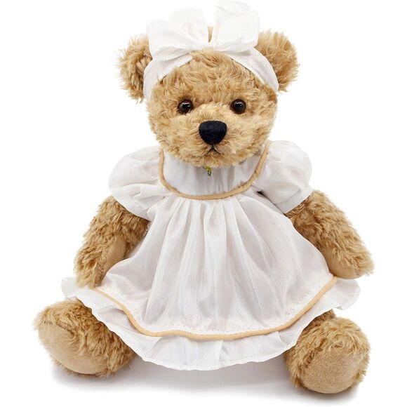 Other - 10" Oitscute White Small Teddy Bear with Cloth Stuffed Animal Soft Plush Toy